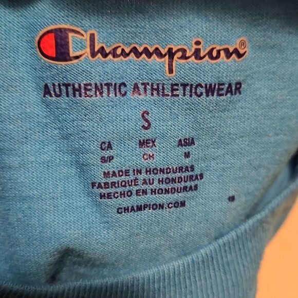 Champion Men's Size Small Blue Logo Short Sleeve T-shirt - Picture 3 of 6